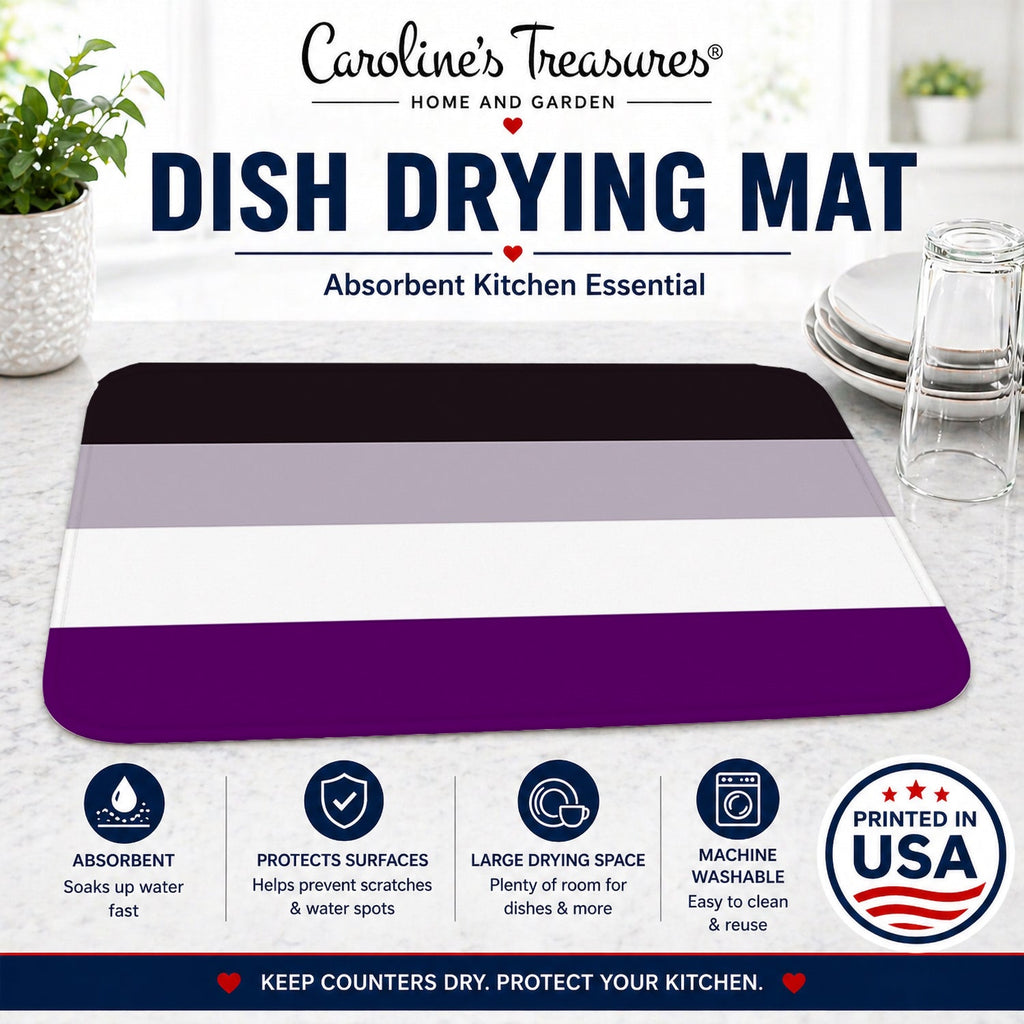 Asexual Pride Dish Drying Mat Absorbent Dish Drying Mat Pad for Kitchen Counter Dish Drainer Mat for Countertop, 14 x 21", Multicolor