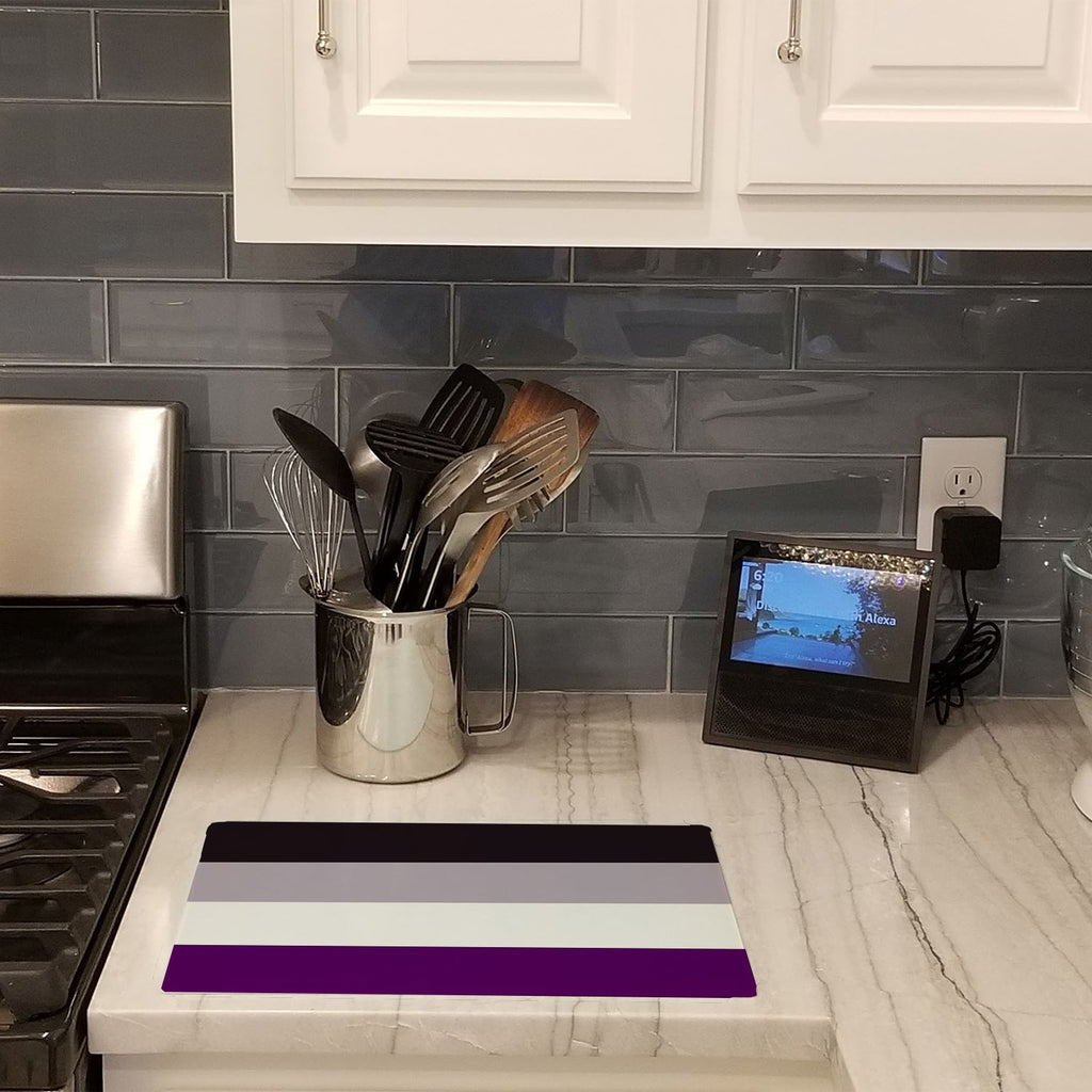 Asexual Pride Cutting Board Tempered Glass Kitchen Cutting Surface, Heat Resistant Chopping, Non-Slip Feet, Food Prep & Serving