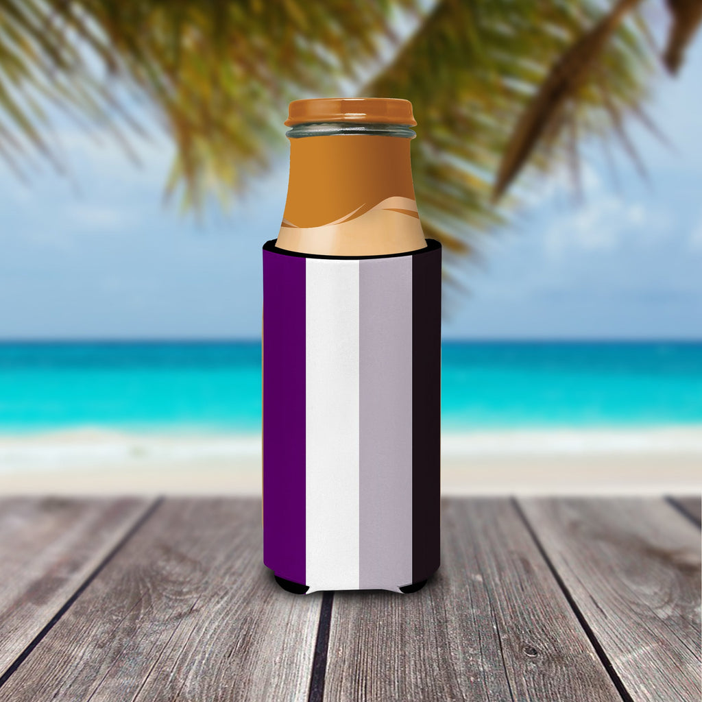 Asexual Pride Slim Can Hugger , Insulated Foam Hugger for 12 oz Slim Cans, Beer Bottles & Water Bottles, Printed in USA