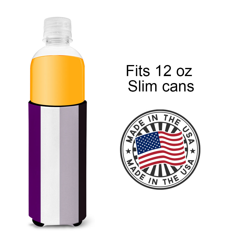 Asexual Pride Slim Can Hugger , Insulated Foam Hugger for 12 oz Slim Cans, Beer Bottles & Water Bottles, Printed in USA
