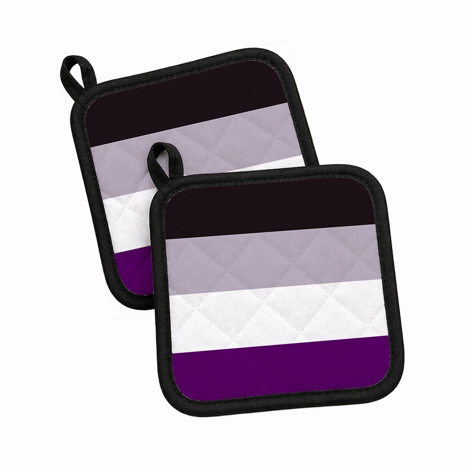 Asexual Pride Pot Holder Set of 2 Heat Resistant Quilted Hot Pads 7.5 x 7.5 Inch, Insulated Kitchen Trivets for Cooking & Baking