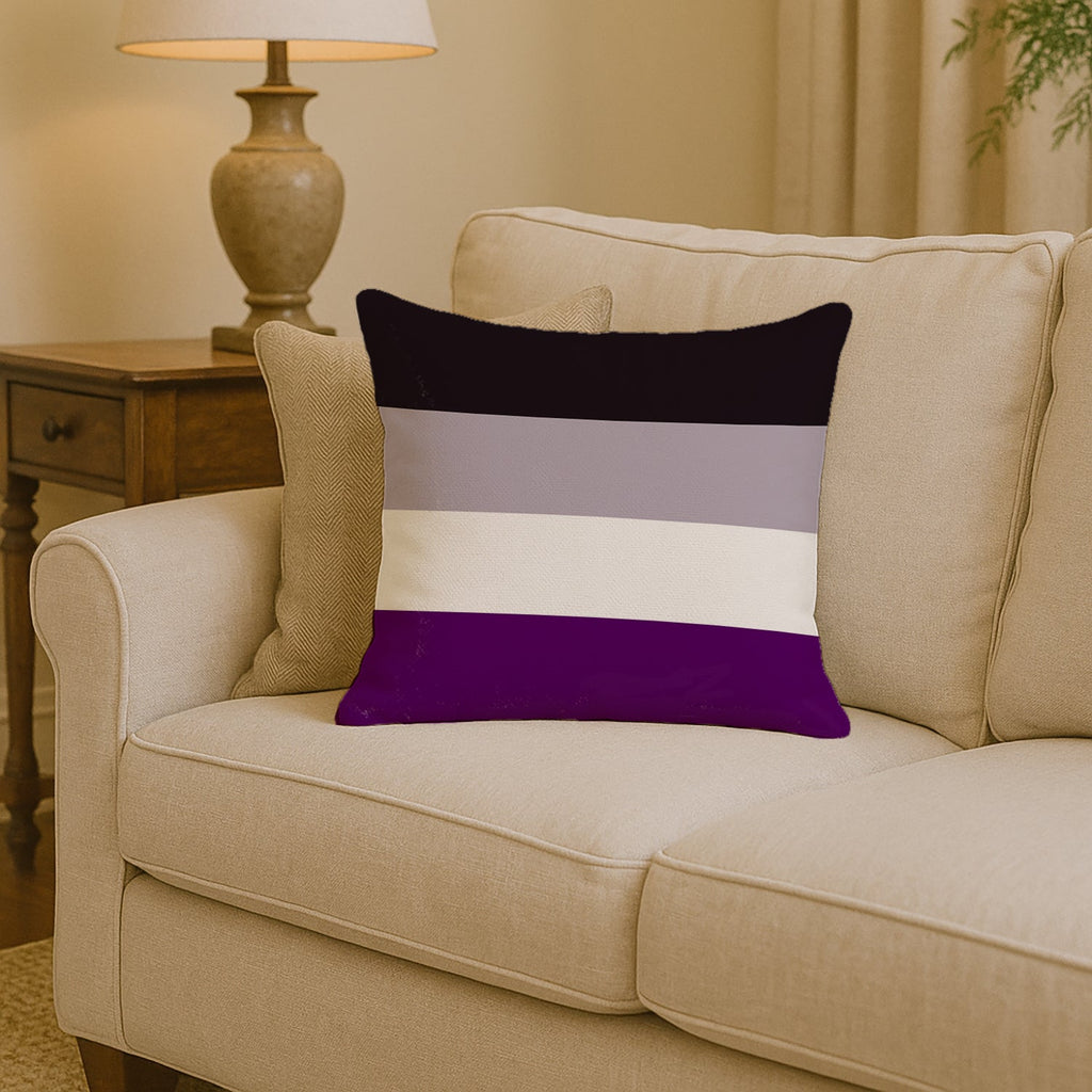 Asexual Pride Decorative Throw Pillow 14x14 Indoor Outdoor Accent Cushion, Fabric Cover with Insert for Sofa, Bed, Porch & Living Room