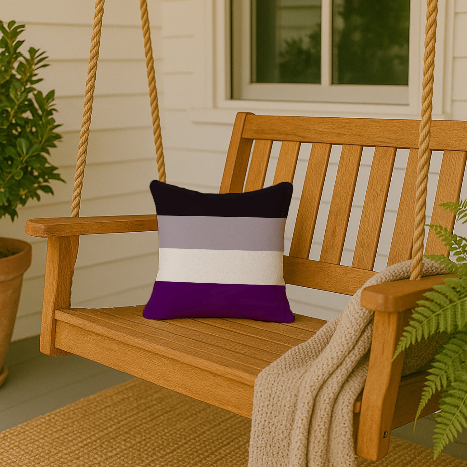 Asexual Pride Decorative Throw Pillow 14x14 Indoor Outdoor Accent Cushion, Fabric Cover with Insert for Sofa, Bed, Porch & Living Room