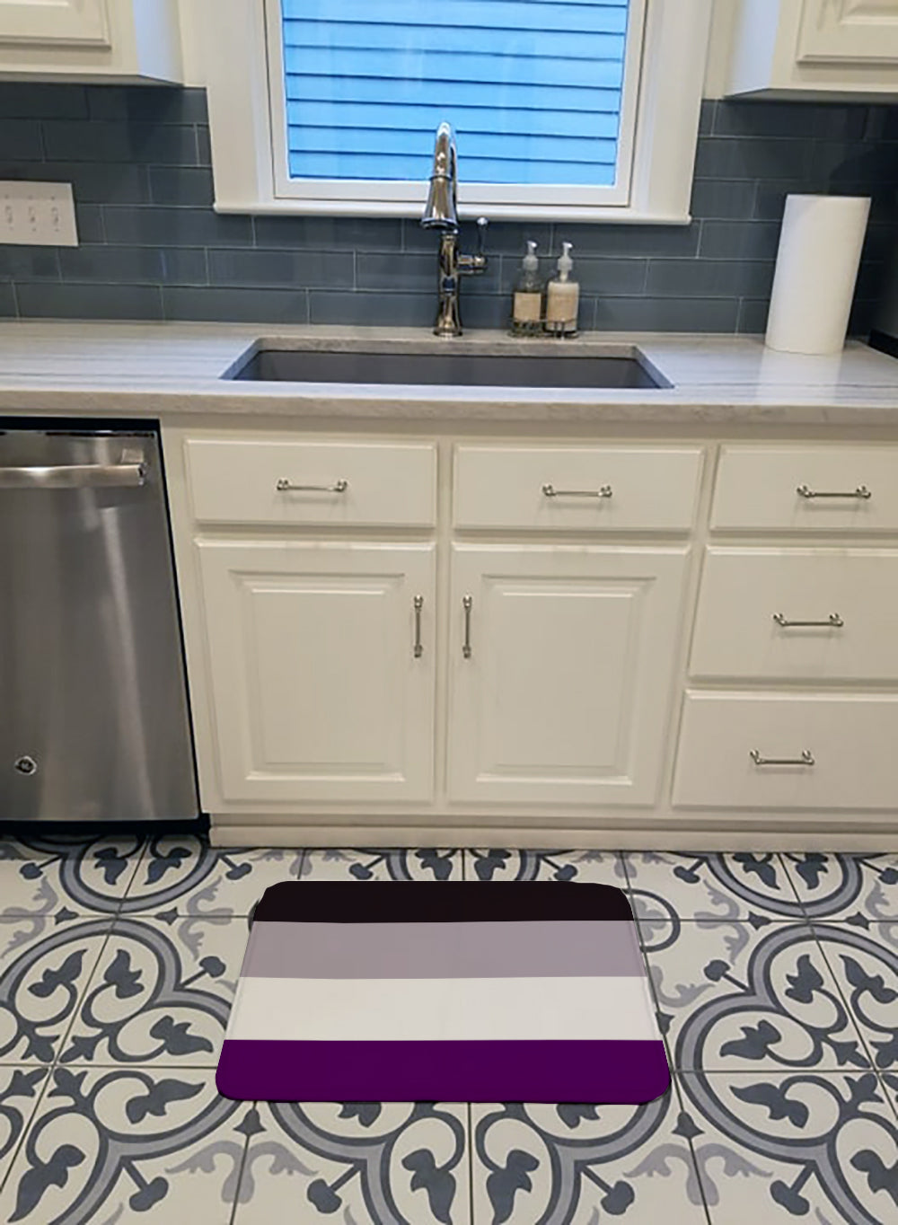 Asexual Pride Memory Foam Kitchen Mat Machine Washable Anti-Fatigue Cushion Comfort Bath or Kitchen Rug