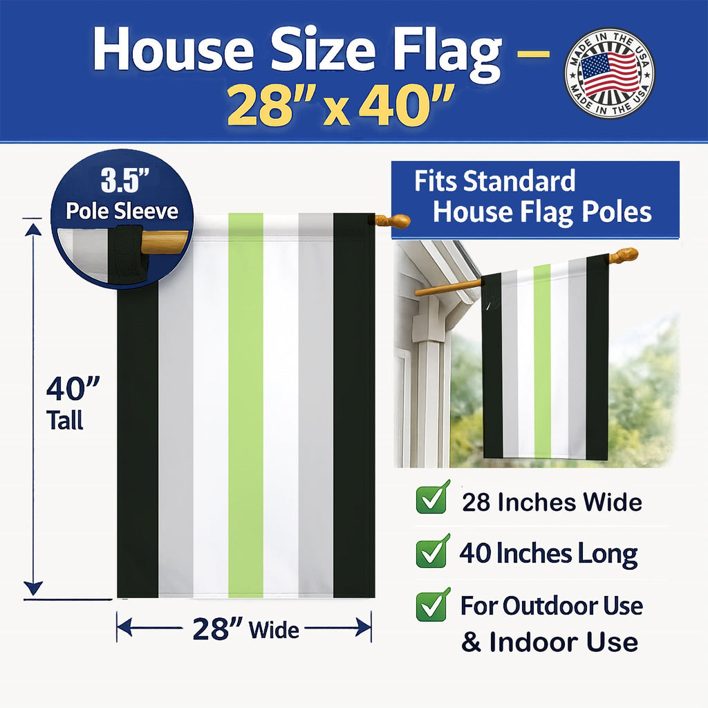 Agender Pride House Flag 28x40 Porch Sleeve Pole Decorative Outside Yard Banner Artwork Wall Hanging, Polyester