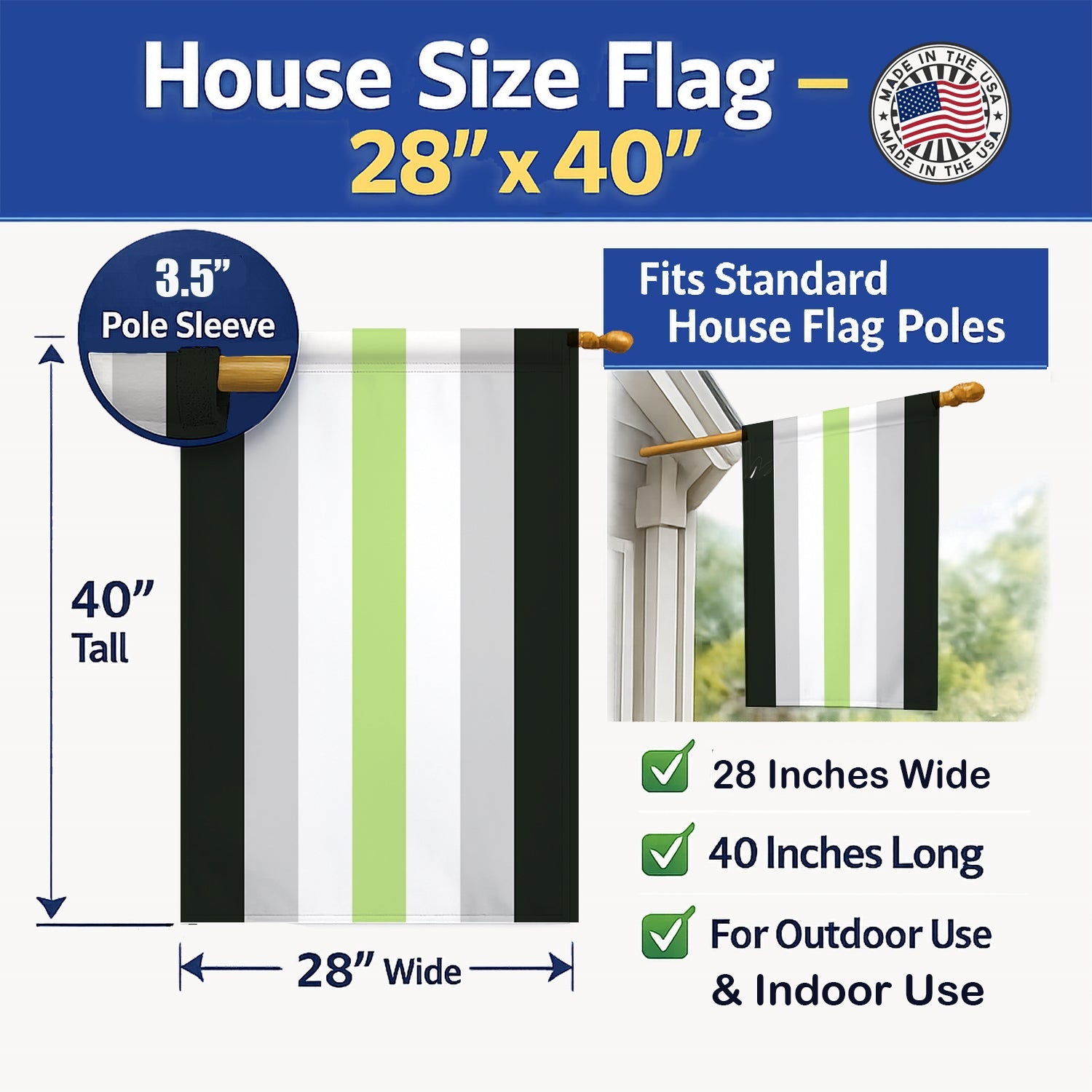 Agender Pride House Flag 28x40 Porch Sleeve Pole Decorative Outside Yard Banner Artwork Wall Hanging, Polyester