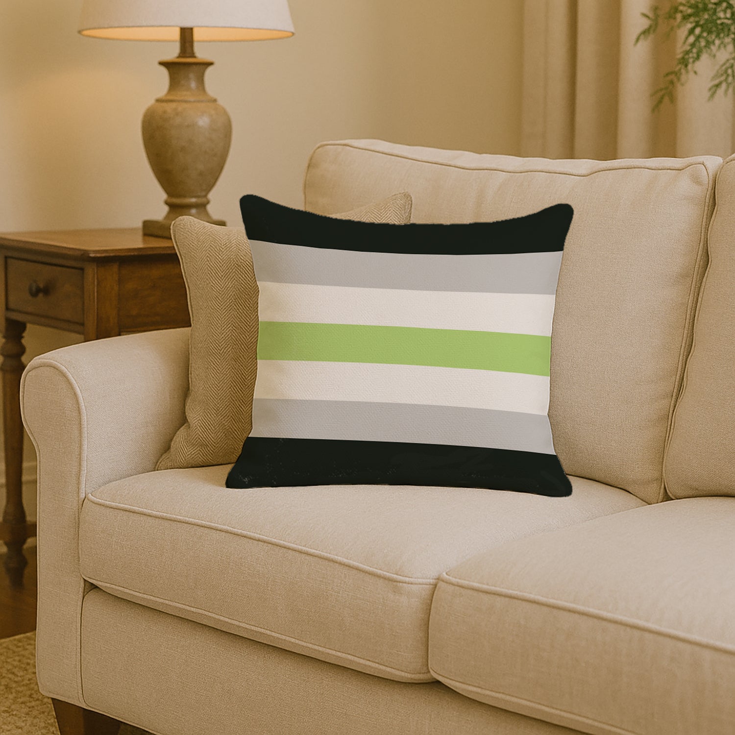 Agender Pride Decorative Throw Pillow 14x14 Indoor Outdoor Accent Cushion, Fabric Cover with Insert for Sofa, Bed, Porch & Living Room