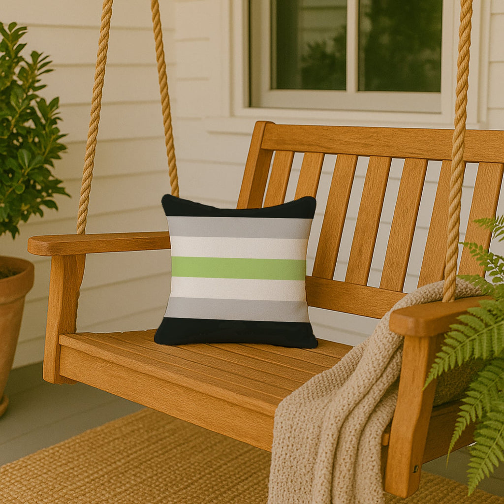 Agender Pride Decorative Throw Pillow 14x14 Indoor Outdoor Accent Cushion, Fabric Cover with Insert for Sofa, Bed, Porch & Living Room
