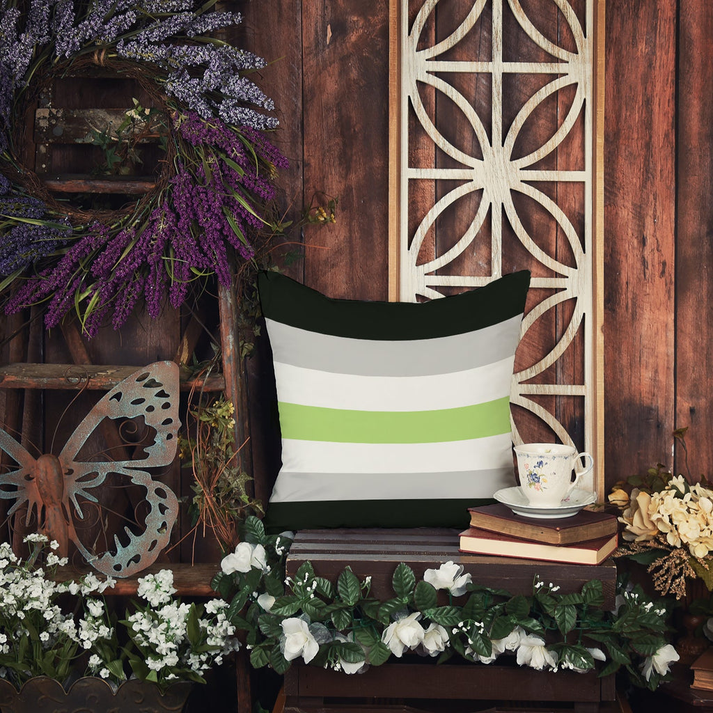 Agender Pride Decorative Throw Pillow 14x14 Indoor Outdoor Accent Cushion, Fabric Cover with Insert for Sofa, Bed, Porch & Living Room
