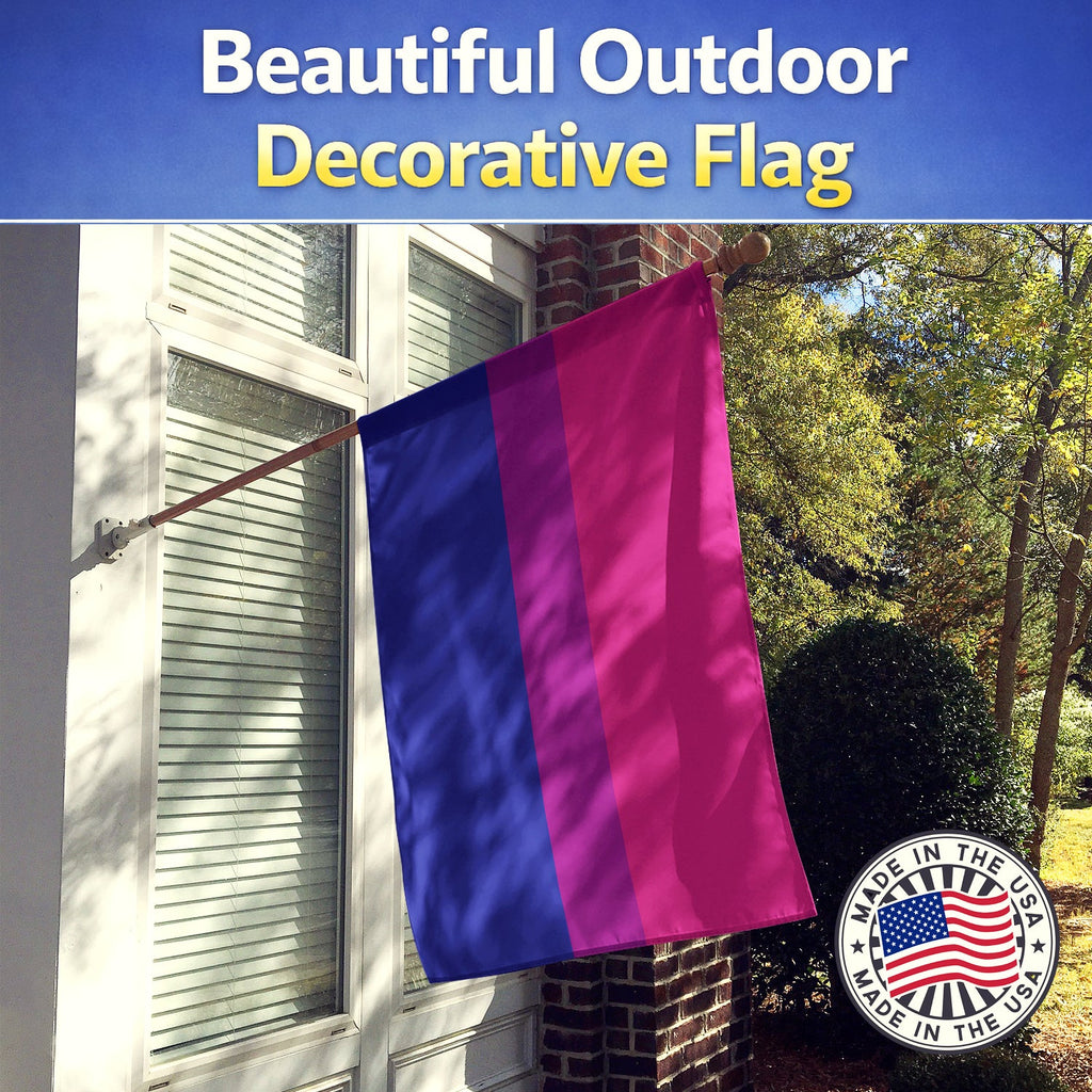 Bisexual Pride House Flag 28x40 Porch Sleeve Pole Decorative Outside Yard Banner Artwork Wall Hanging, Polyester