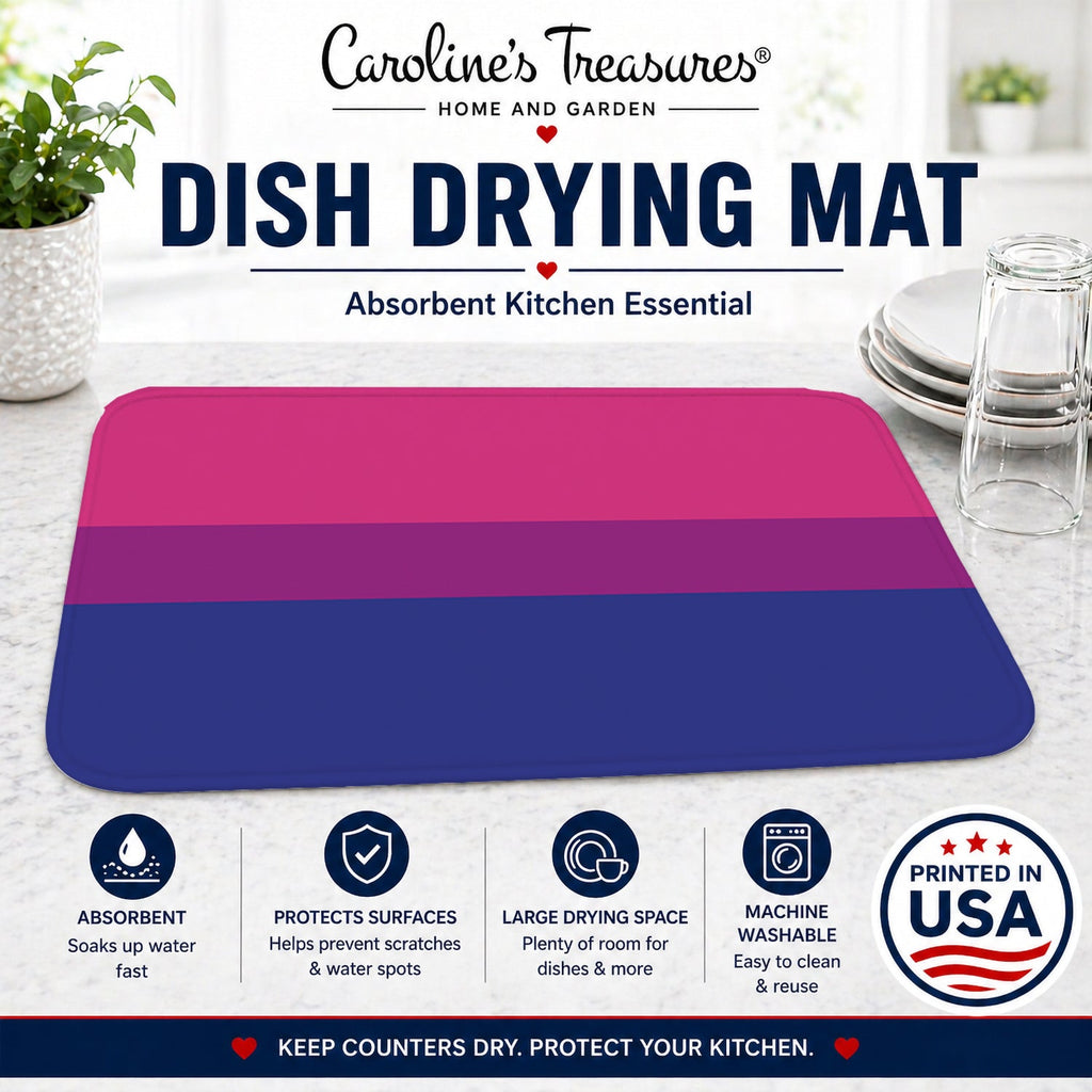 Bisexual Pride Dish Drying Mat Absorbent Dish Drying Mat Pad for Kitchen Counter Dish Drainer Mat for Countertop, 14 x 21", Multicolor