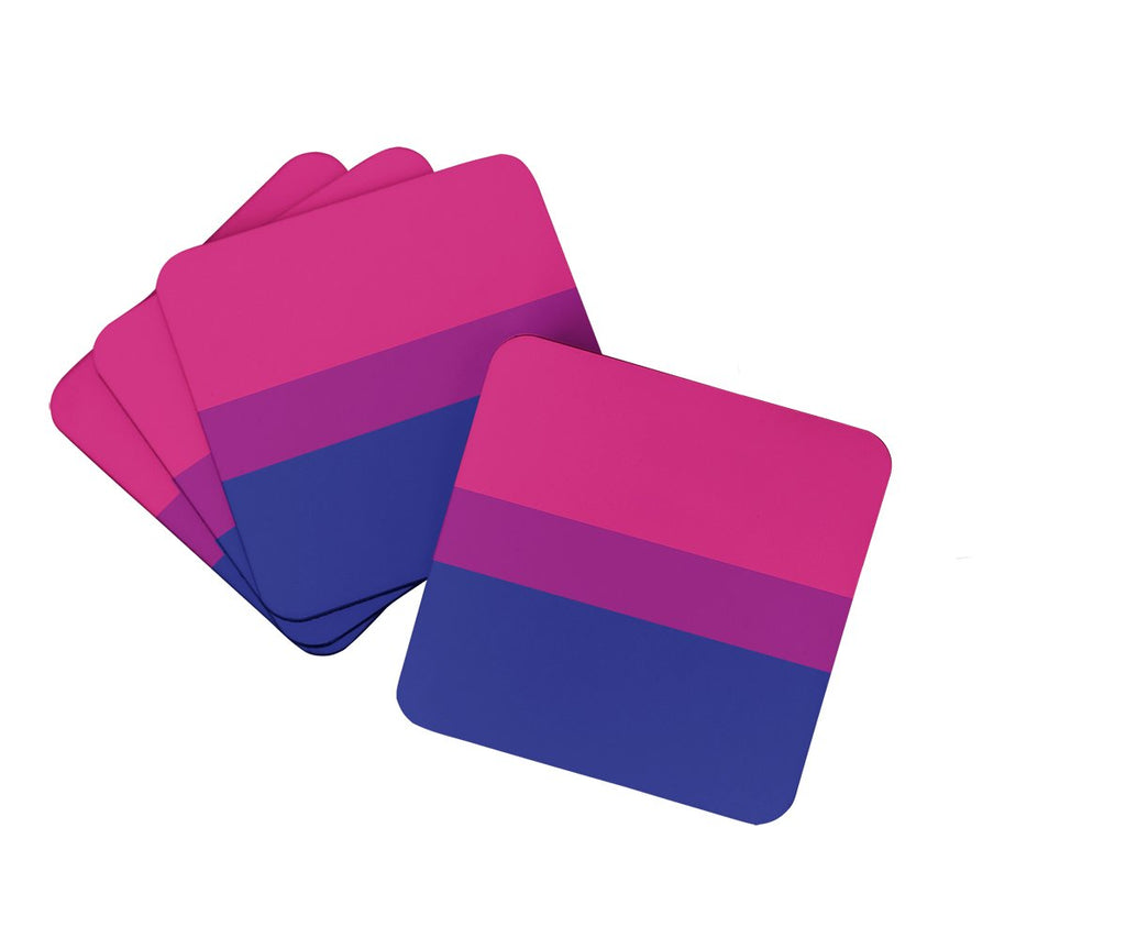 Bisexual Pride Foam Coasters Set of 4 Cup Coasters for Indoor Outdoor, Tabletop Protection, Anti Slip, Mouse pad Material