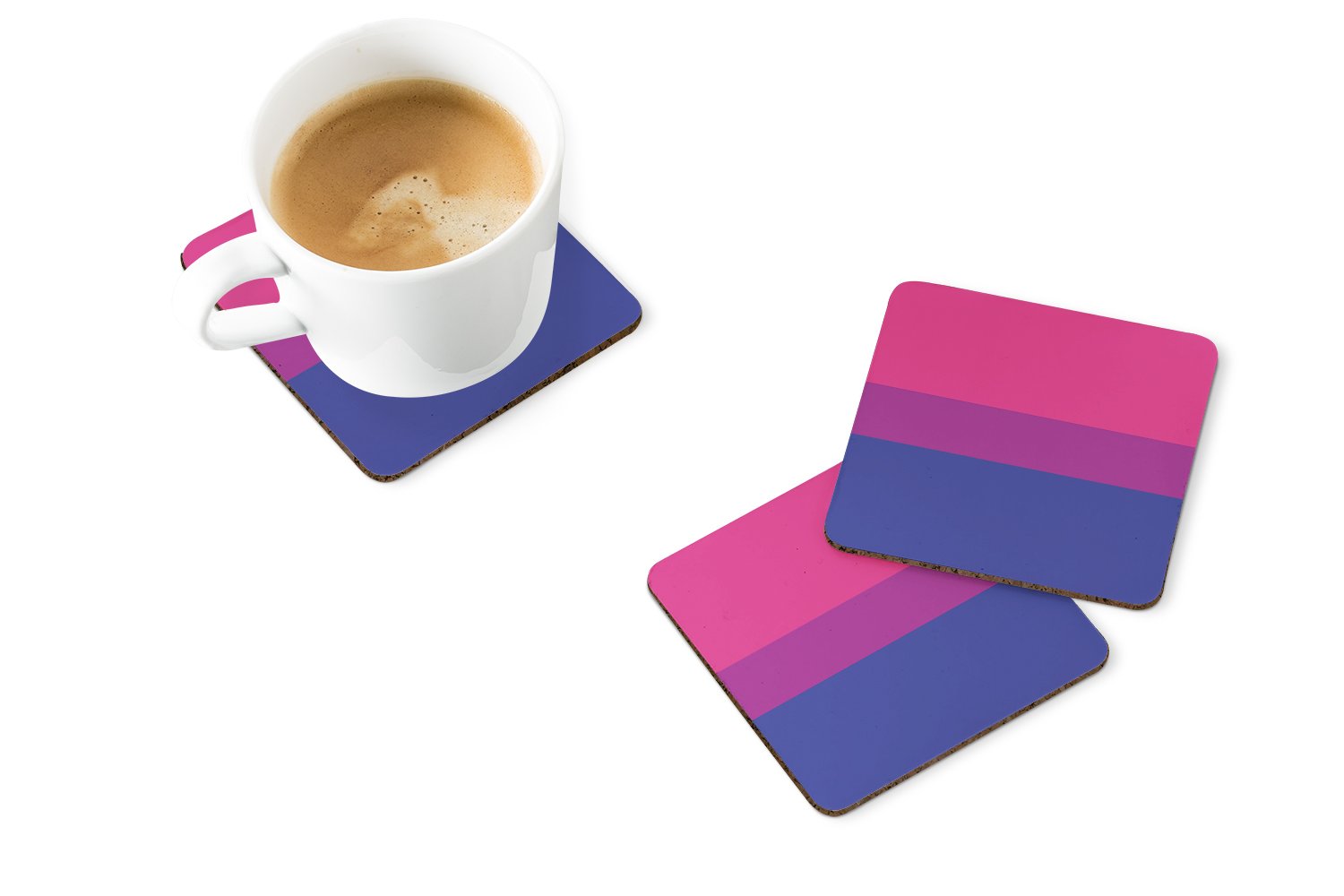 Bisexual Pride Foam Coasters Set of 4 Cup Coasters for Indoor Outdoor, Tabletop Protection, Anti Slip, Mouse pad Material