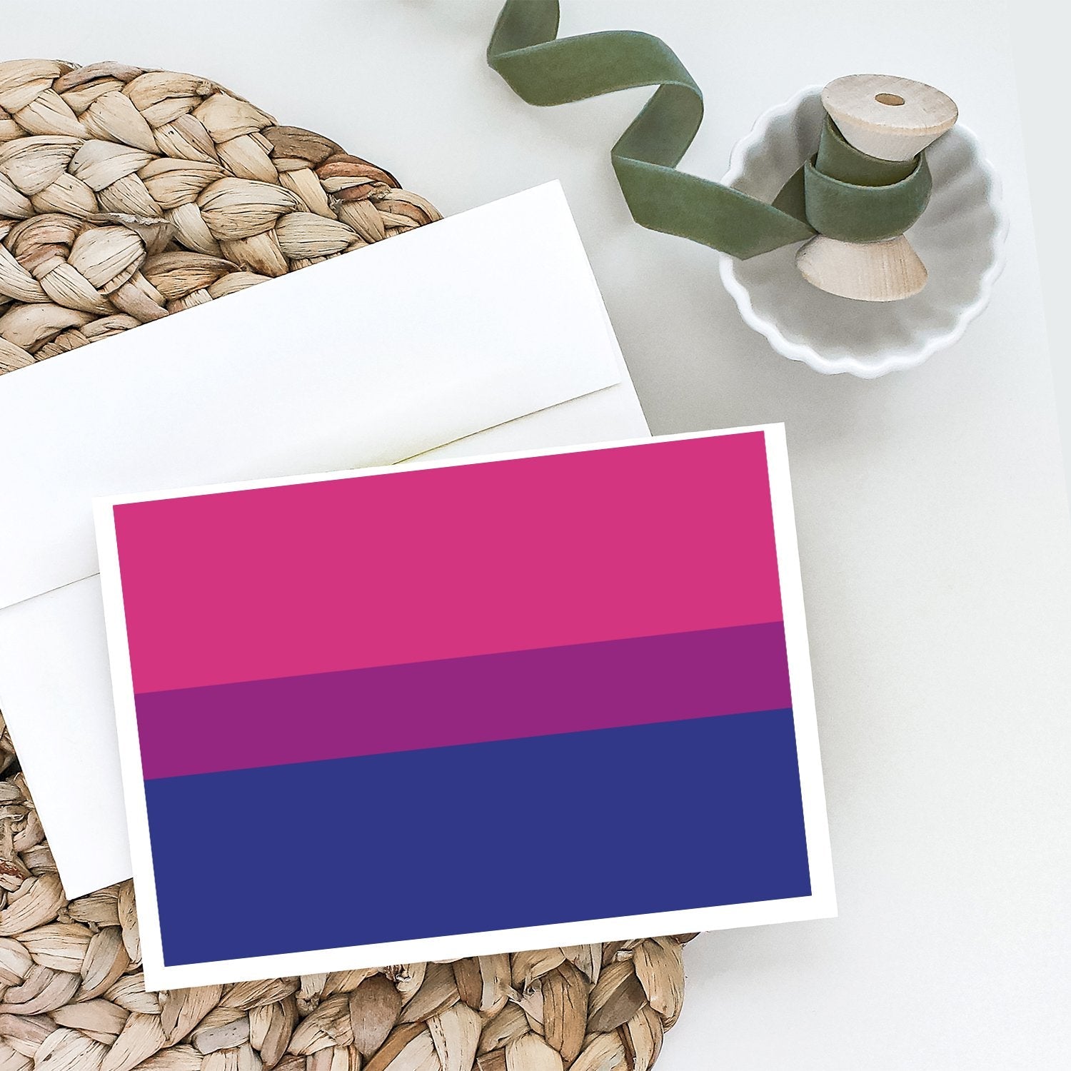 Bisexual Pride Greeting Cards Pack of 8 Blank Cards with Envelopes Whimsical A7 Size 5x7