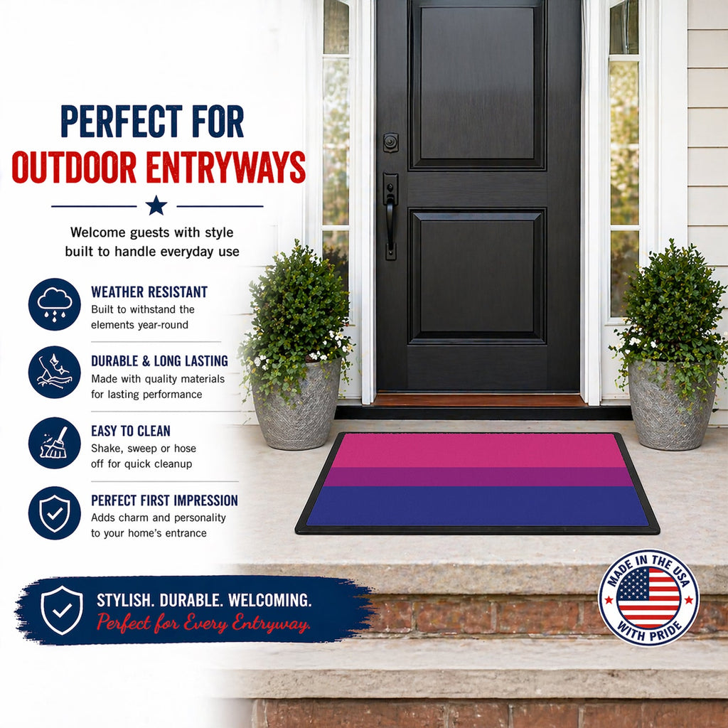 Bisexual Pride Doormat Indoor Outdoor 24H X 36W Front Door Mat Rugs for Entryway, Non Slip Washable Low Pile,