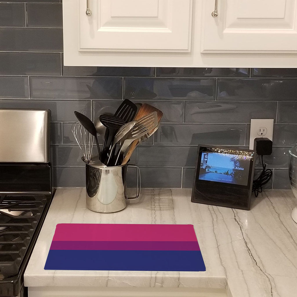 Bisexual Pride Cutting Board Tempered Glass Kitchen Cutting Surface, Heat Resistant Chopping, Non-Slip Feet, Food Prep & Serving