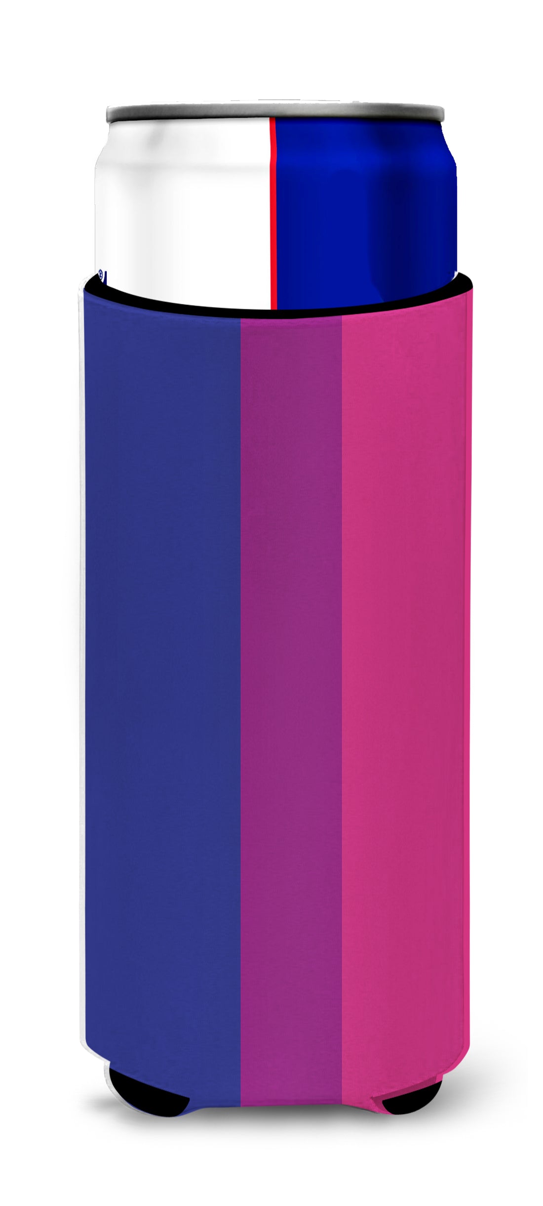 Bisexual Pride Slim Can Hugger , Insulated Foam Hugger for 12 oz Slim Cans, Beer Bottles & Water Bottles, Printed in USA