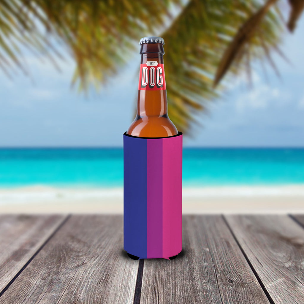 Bisexual Pride Slim Can Hugger , Insulated Foam Hugger for 12 oz Slim Cans, Beer Bottles & Water Bottles, Printed in USA