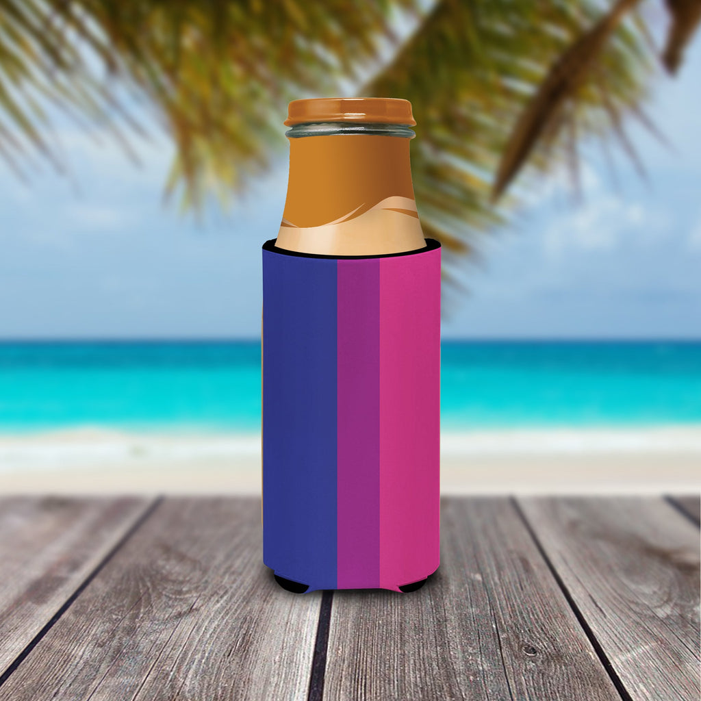 Bisexual Pride Slim Can Hugger , Insulated Foam Hugger for 12 oz Slim Cans, Beer Bottles & Water Bottles, Printed in USA