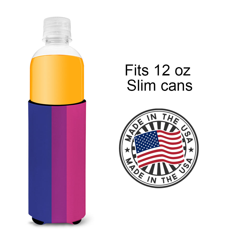 Bisexual Pride Slim Can Hugger , Insulated Foam Hugger for 12 oz Slim Cans, Beer Bottles & Water Bottles, Printed in USA