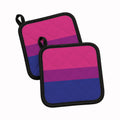 Bisexual Pride Pot Holder Set of 2 Heat Resistant Quilted Hot Pads 7.5 x 7.5 Inch, Insulated Kitchen Trivets for Cooking & Baking