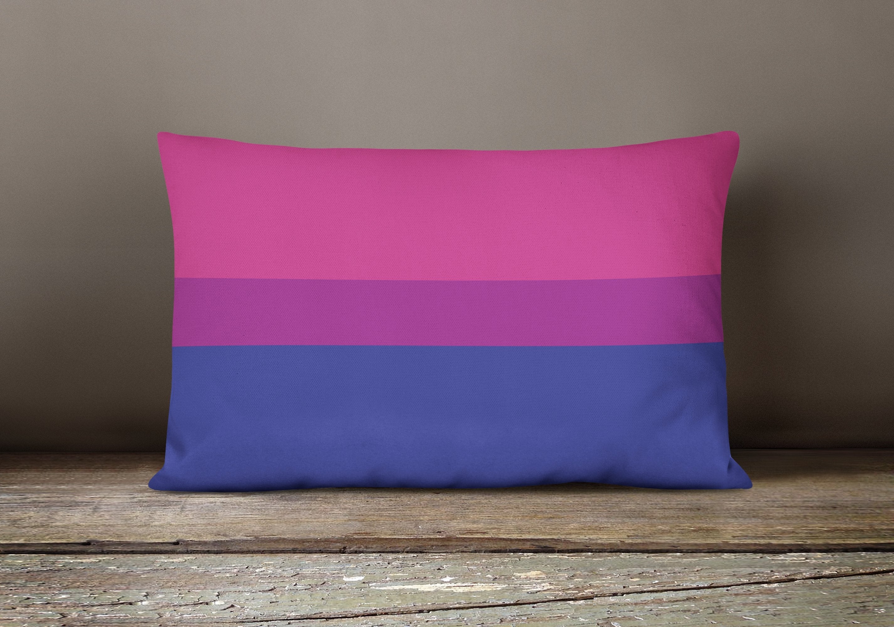 Bisexual Pride Decorative Throw Pillow 12x16 Indoor Outdoor Accent Cushion, Fabric Cover with Insert for Sofa, Bed, Porch & Living Room