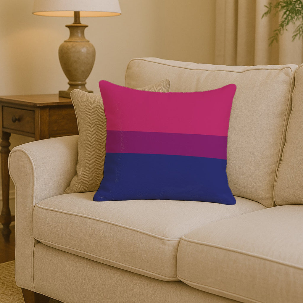 Bisexual Pride Decorative Throw Pillow 14x14 Indoor Outdoor Accent Cushion, Fabric Cover with Insert for Sofa, Bed, Porch & Living Room