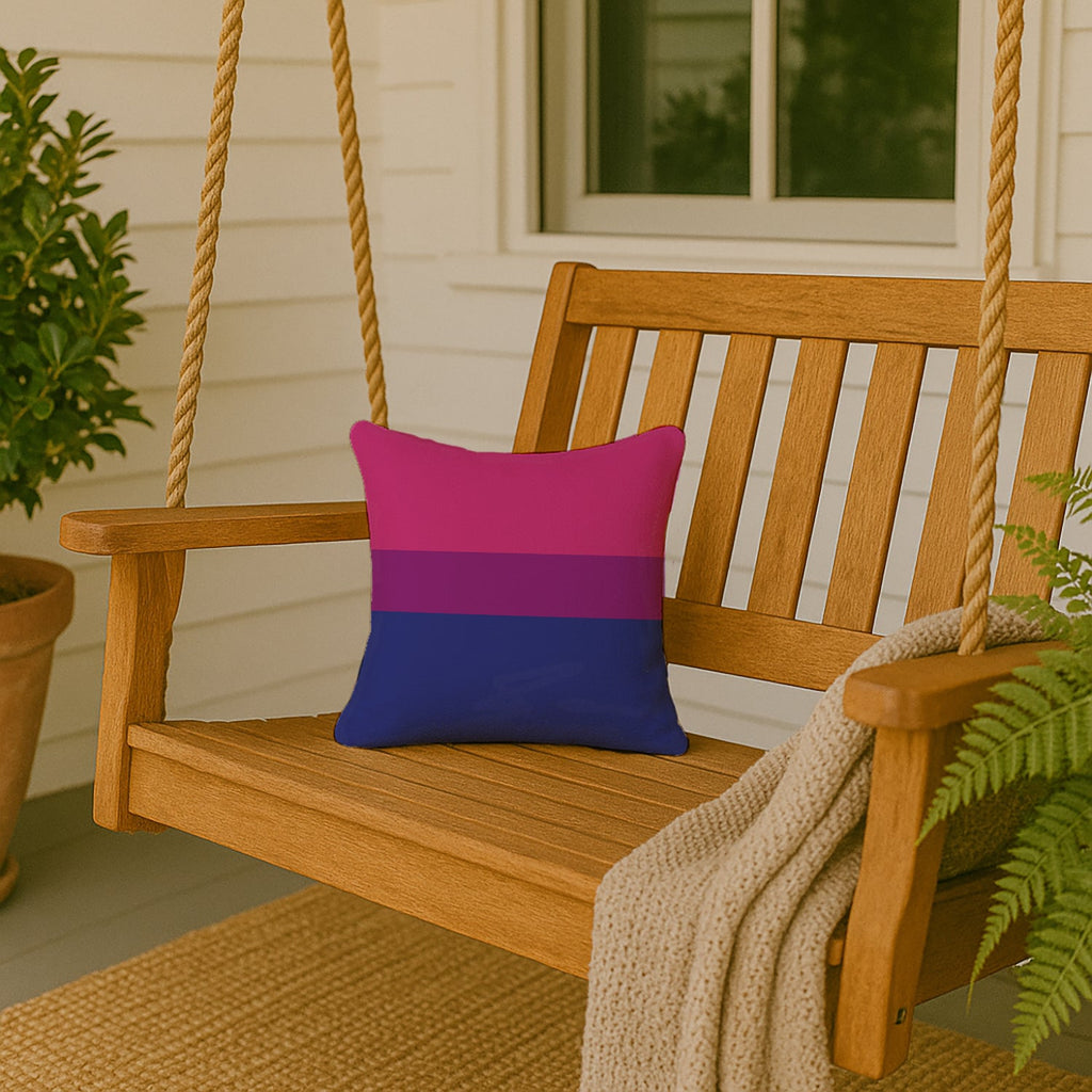 Bisexual Pride Decorative Throw Pillow 14x14 Indoor Outdoor Accent Cushion, Fabric Cover with Insert for Sofa, Bed, Porch & Living Room