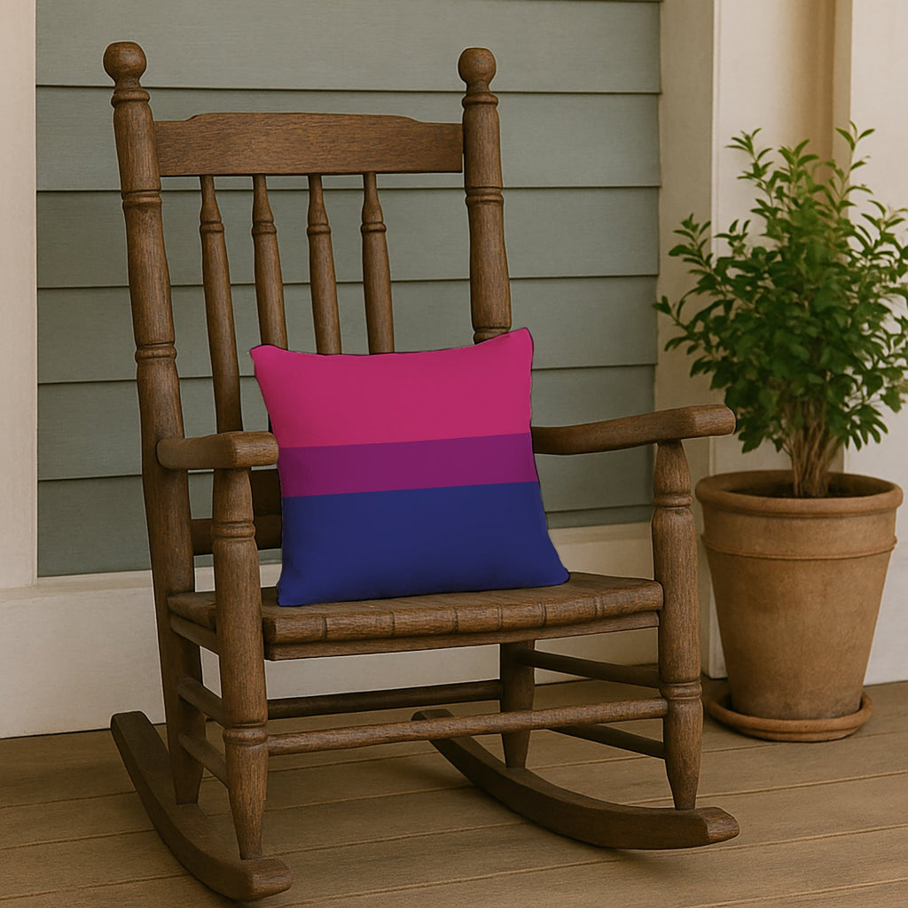Bisexual Pride Decorative Throw Pillow 14x14 Indoor Outdoor Accent Cushion, Fabric Cover with Insert for Sofa, Bed, Porch & Living Room