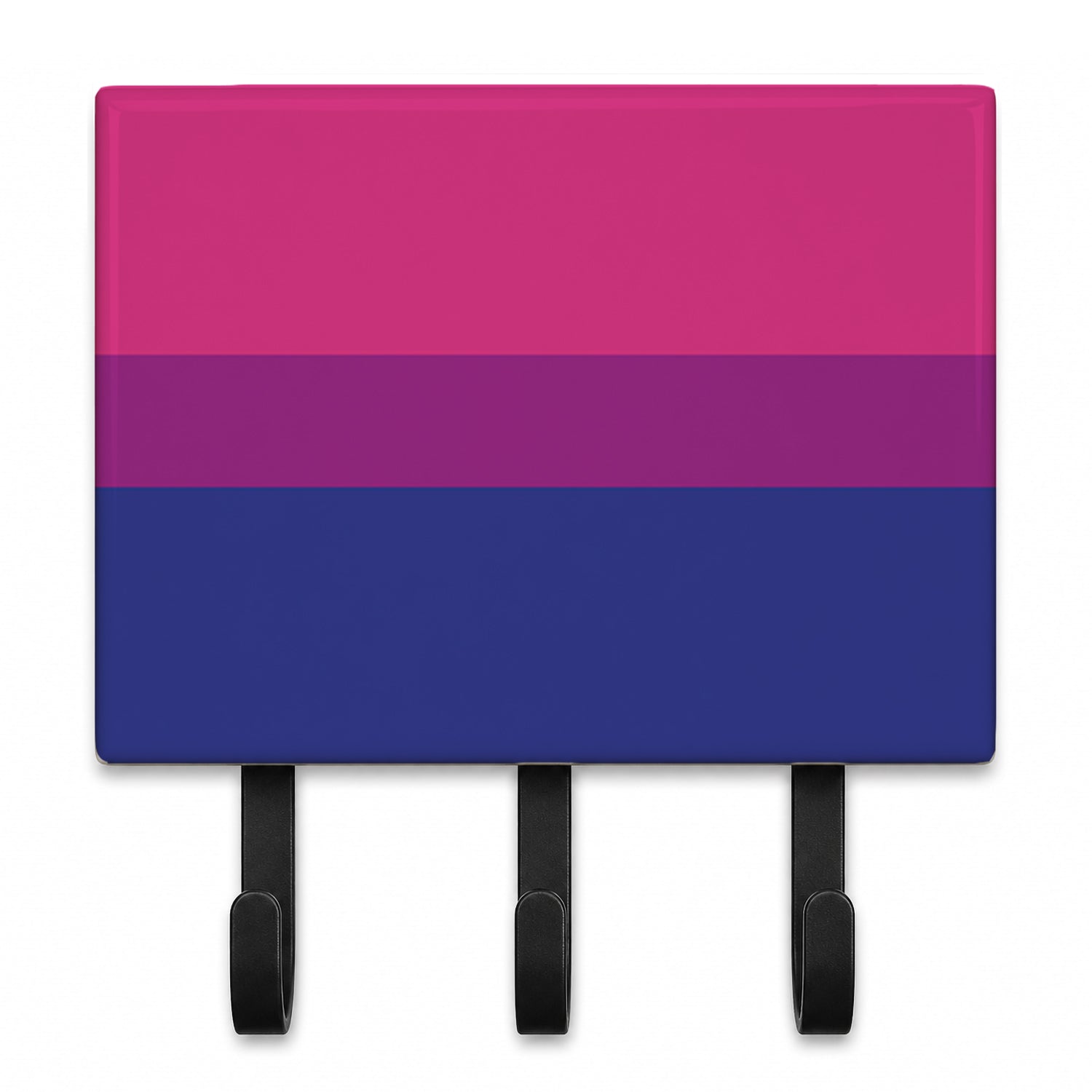 Bisexual Pride Leash or Key Holder Wall Hooks, Coat Rack Wall Mount, for Hanging Keys, Towels, Aprons, Leashes