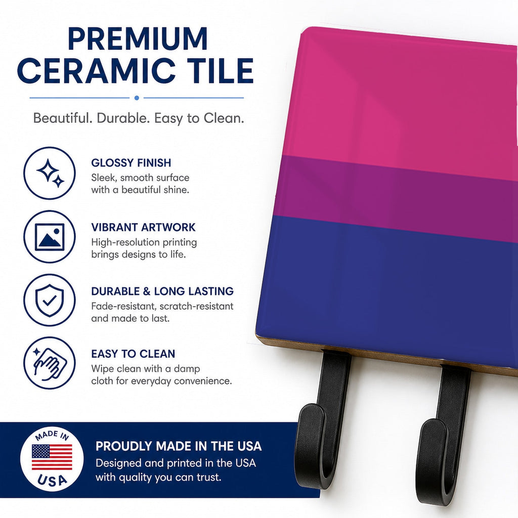 Bisexual Pride Leash or Key Holder Wall Hooks, Coat Rack Wall Mount, for Hanging Keys, Towels, Aprons, Leashes