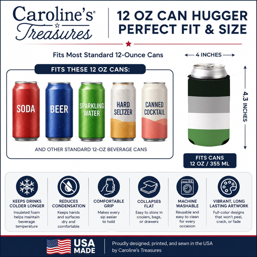 Androphilia Pride Can or Bottle Hugger Cooler Sleeve for Standard 12 oz Cans, Insulated Foam Beer & Soda Can Hugger Reusable
