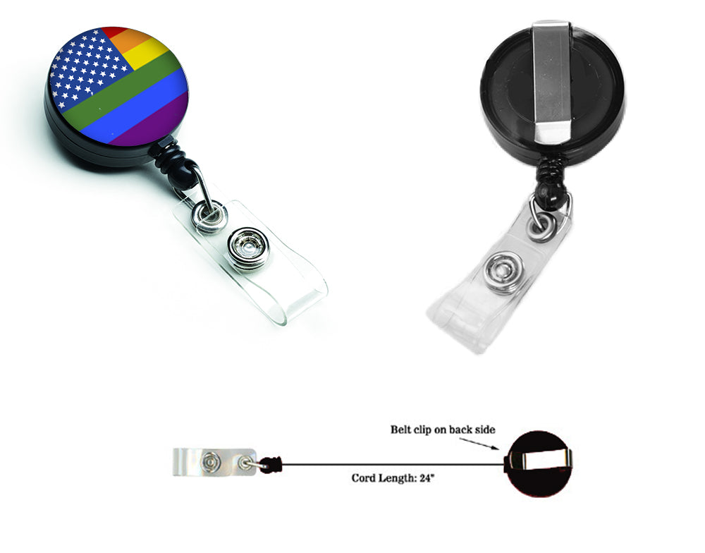 USA Gay Pride Retractable Badge Reel for Nurses ID Badge Holder with Clip Retractable Employee Badge Holder, Belt Clip