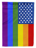 USA Gay Pride House Flag 28x40 Porch Sleeve Pole Decorative Outside Yard Banner Artwork Wall Hanging, Polyester