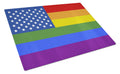 USA Gay Pride Cutting Board Tempered Glass Kitchen Cutting Surface, Heat Resistant Chopping, Non-Slip Feet, Food Prep & Serving