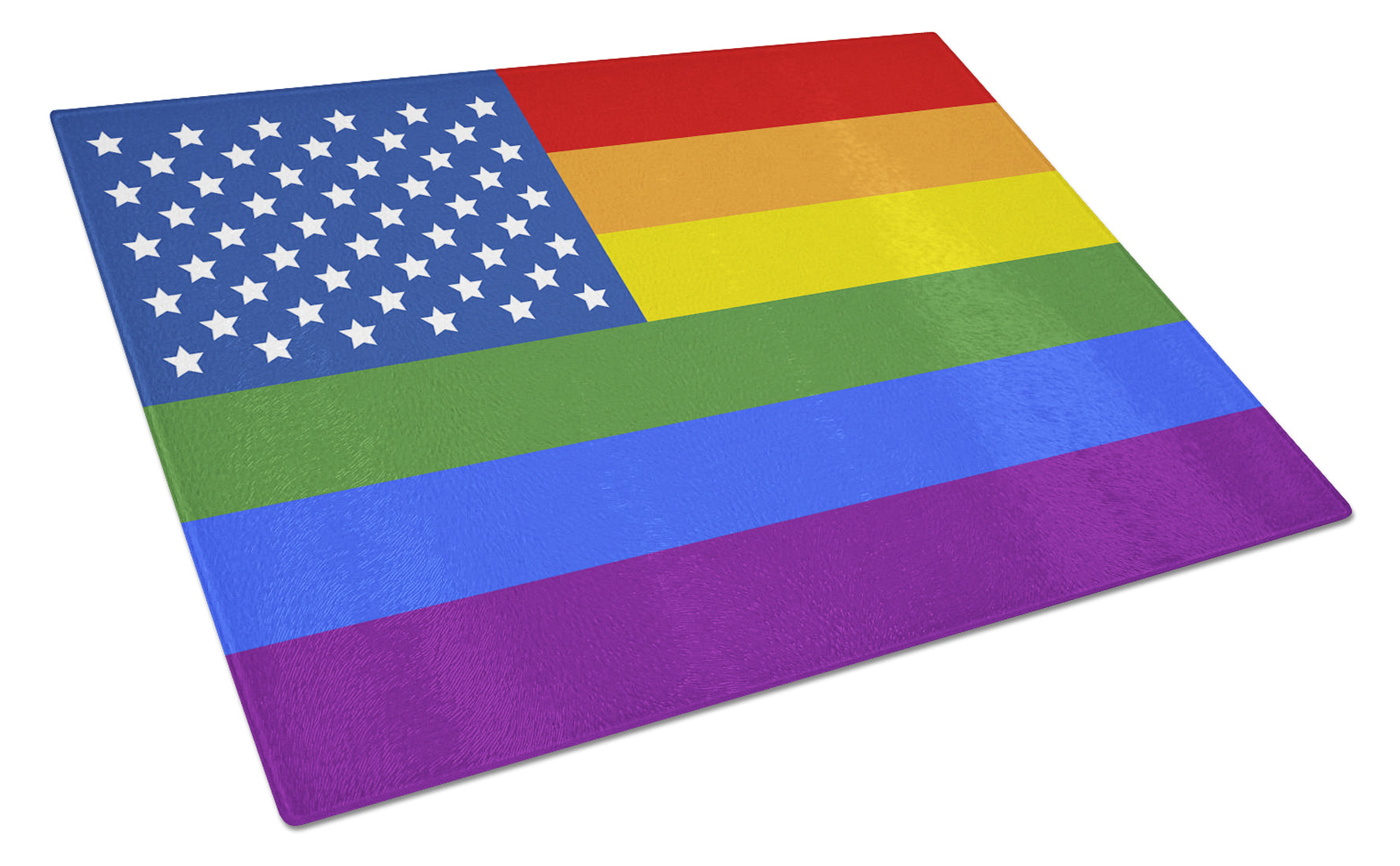 USA Gay Pride Cutting Board Tempered Glass Kitchen Cutting Surface, Heat Resistant Chopping, Non-Slip Feet, Food Prep & Serving