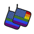 USA Gay Pride Pot Holder Set of 2 Heat Resistant Quilted Hot Pads 7.5 x 7.5 Inch, Insulated Kitchen Trivets for Cooking & Baking