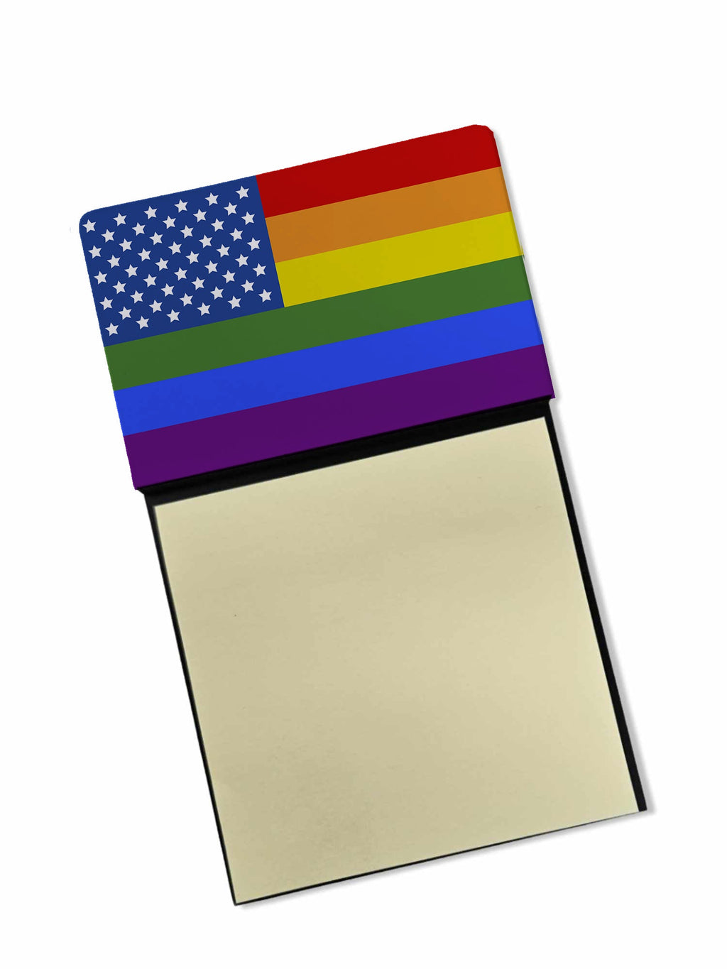 USA Gay Pride Watercolor Sticky Note Holder Refillable Dispenser Desk Accessory 3x3 Pad Gift