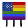 USA Gay Pride Leash or Key Holder Wall Hooks, Coat Rack Wall Mount, for Hanging Keys, Towels, Aprons, Leashes