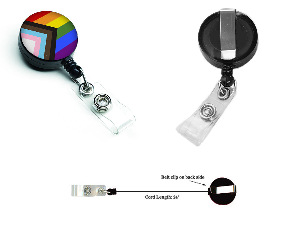 Gay Pride Progress Pride Retractable Badge Reel for Nurses ID Badge Holder with Clip Retractable Employee Badge Holder, Belt Clip