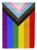 Gay Pride Progress Pride House Flag 28x40 Porch Sleeve Pole Decorative Outside Yard Banner Artwork Wall Hanging, Polyester