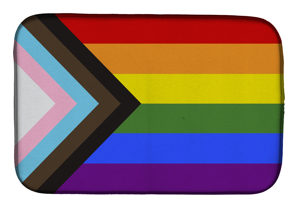 Gay Pride Progress Pride Dish Drying Mat Absorbent Dish Drying Mat Pad for Kitchen Counter Dish Drainer Mat for Countertop, 14 x 21", Multicolor