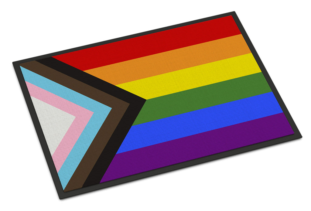 Gay Pride Progress Pride Doormat Indoor Outdoor 18H X 27W Front Door Mat Rugs for Entryway, Non Slip Washable
