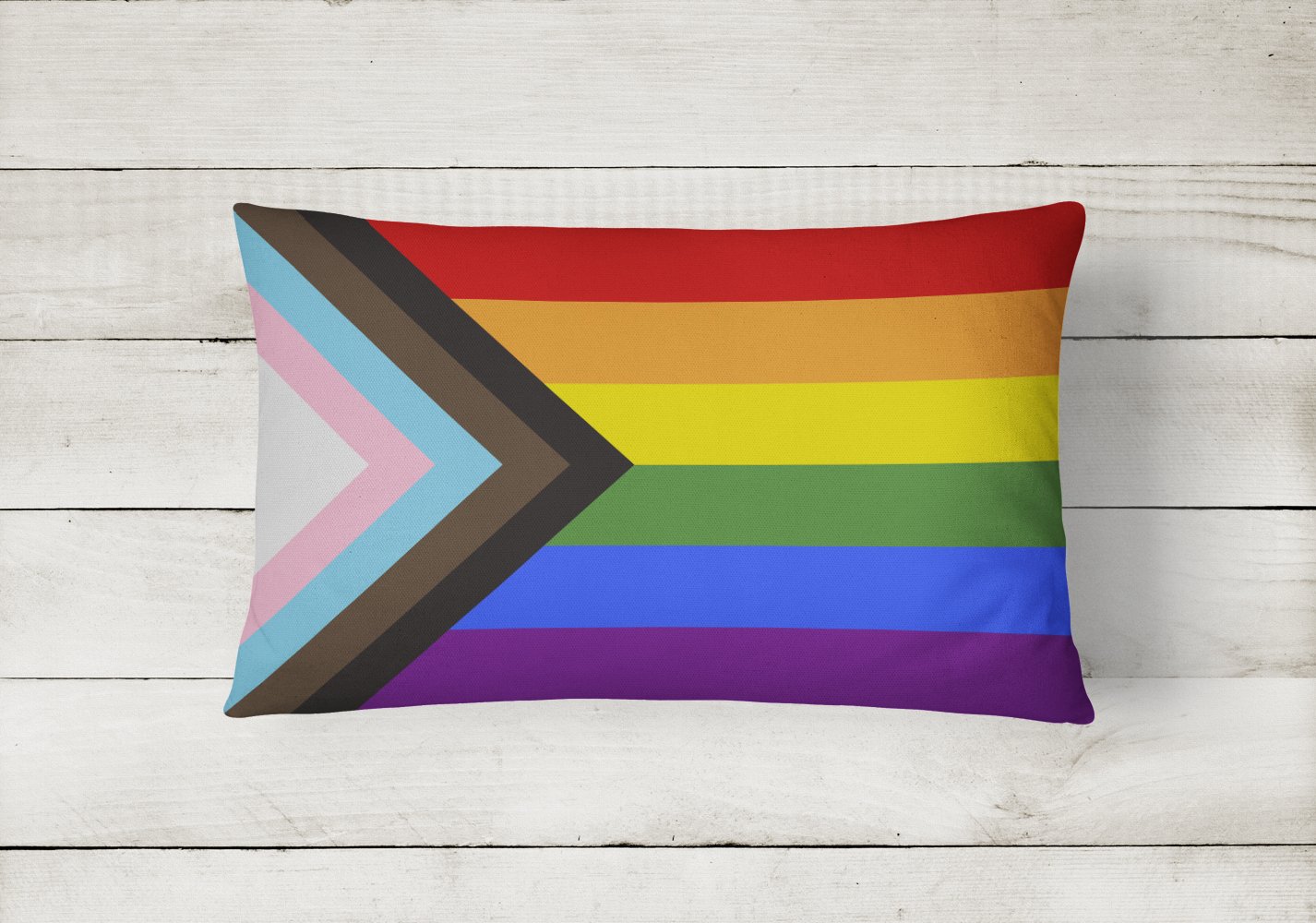 Gay Pride Progress Pride Decorative Throw Pillow 12x16 Indoor Outdoor Accent Cushion, Fabric Cover with Insert for Sofa, Bed, Porch & Living Room