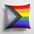 Gay Pride Progress Pride Decorative Throw Pillow 14x14 Indoor Outdoor Accent Cushion, Fabric Cover with Insert for Sofa, Bed, Porch & Living Room