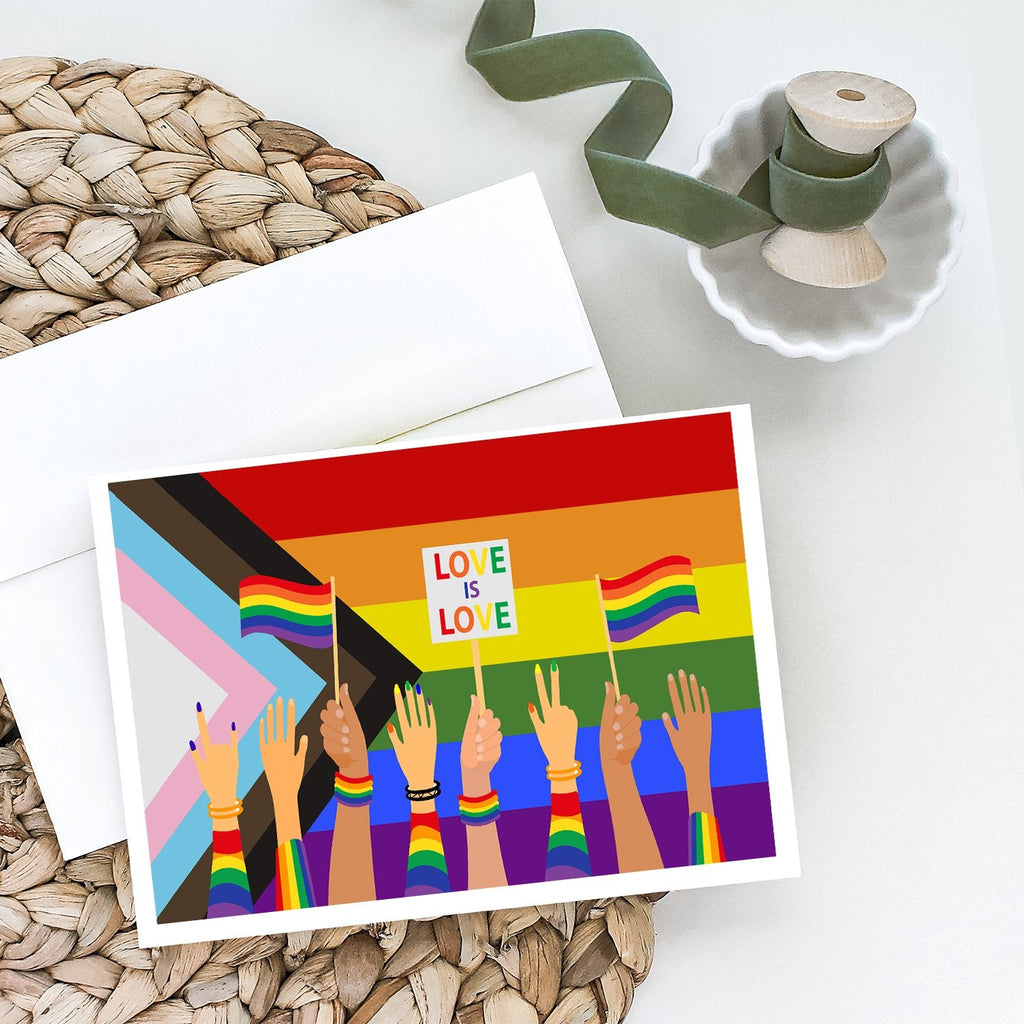 Gay Pride Parade Progress Pride Greeting Cards Pack of 8 Blank Cards with Envelopes Whimsical A7 Size 5x7