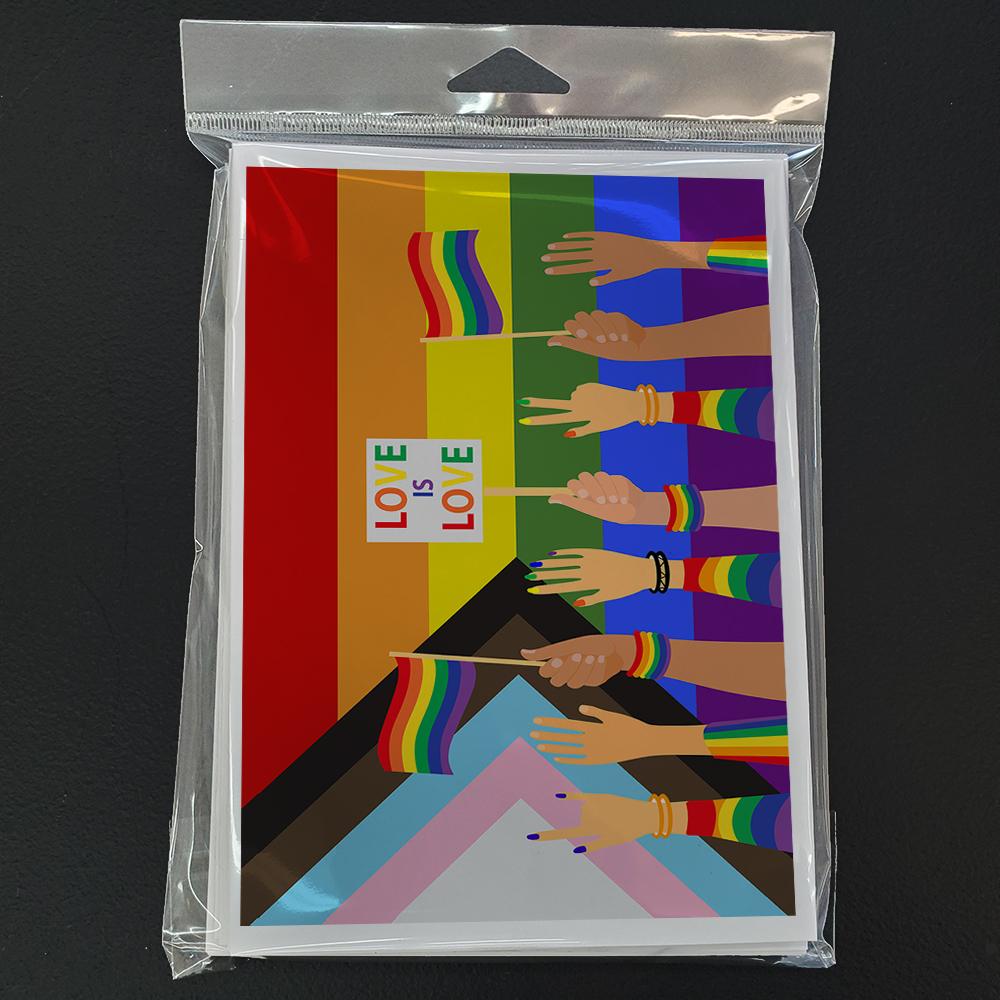Gay Pride Parade Progress Pride Greeting Cards Pack of 8 Blank Cards with Envelopes Whimsical A7 Size 5x7