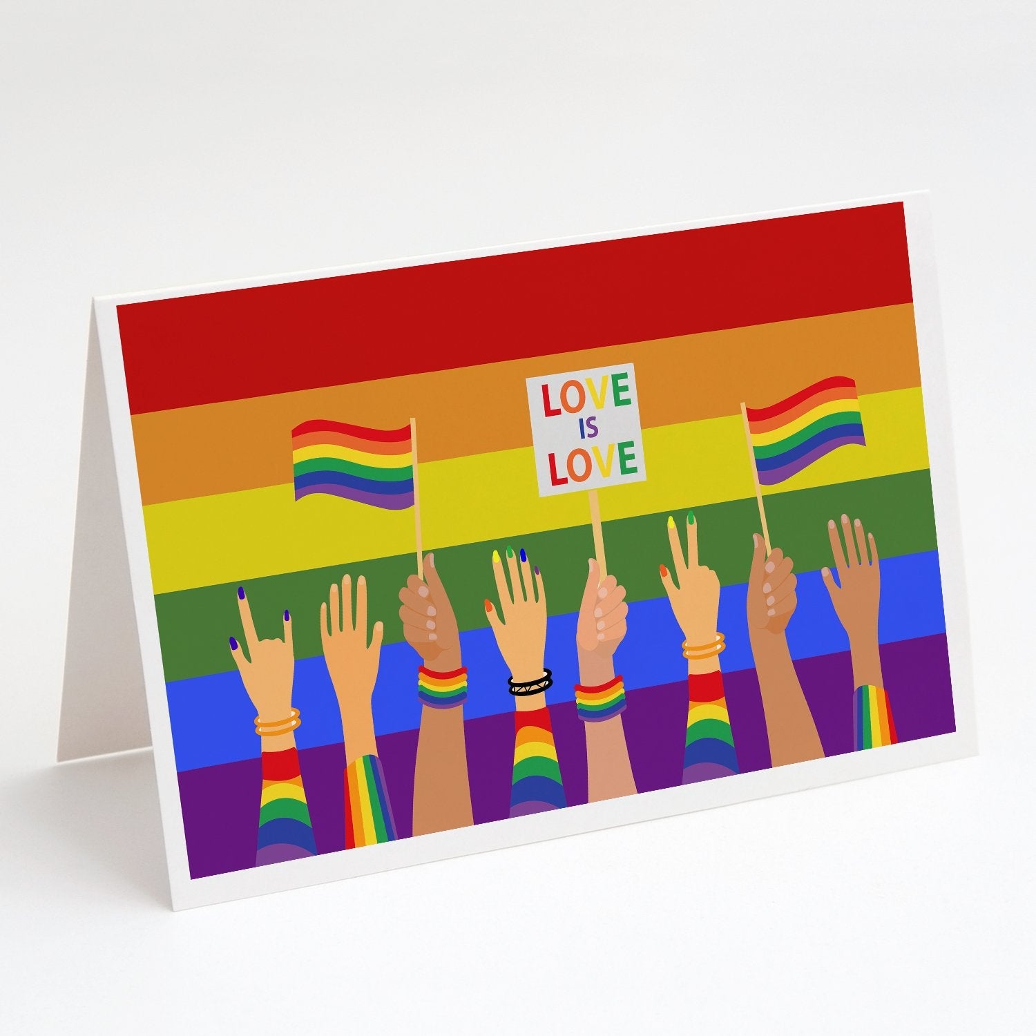 Gay Pride Parade Greeting Cards Pack of 8 Blank Cards with Envelopes Whimsical A7 Size 5x7