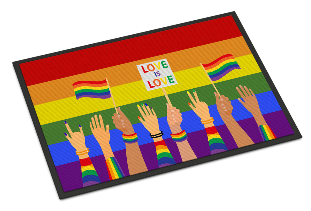 Gay Pride Parade Doormat Indoor Outdoor 24H X 36W Front Door Mat Rugs for Entryway, Non Slip Washable Low Pile,