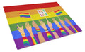 Gay Pride Parade Cutting Board Tempered Glass Kitchen Cutting Surface, Heat Resistant Chopping, Non-Slip Feet, Food Prep & Serving